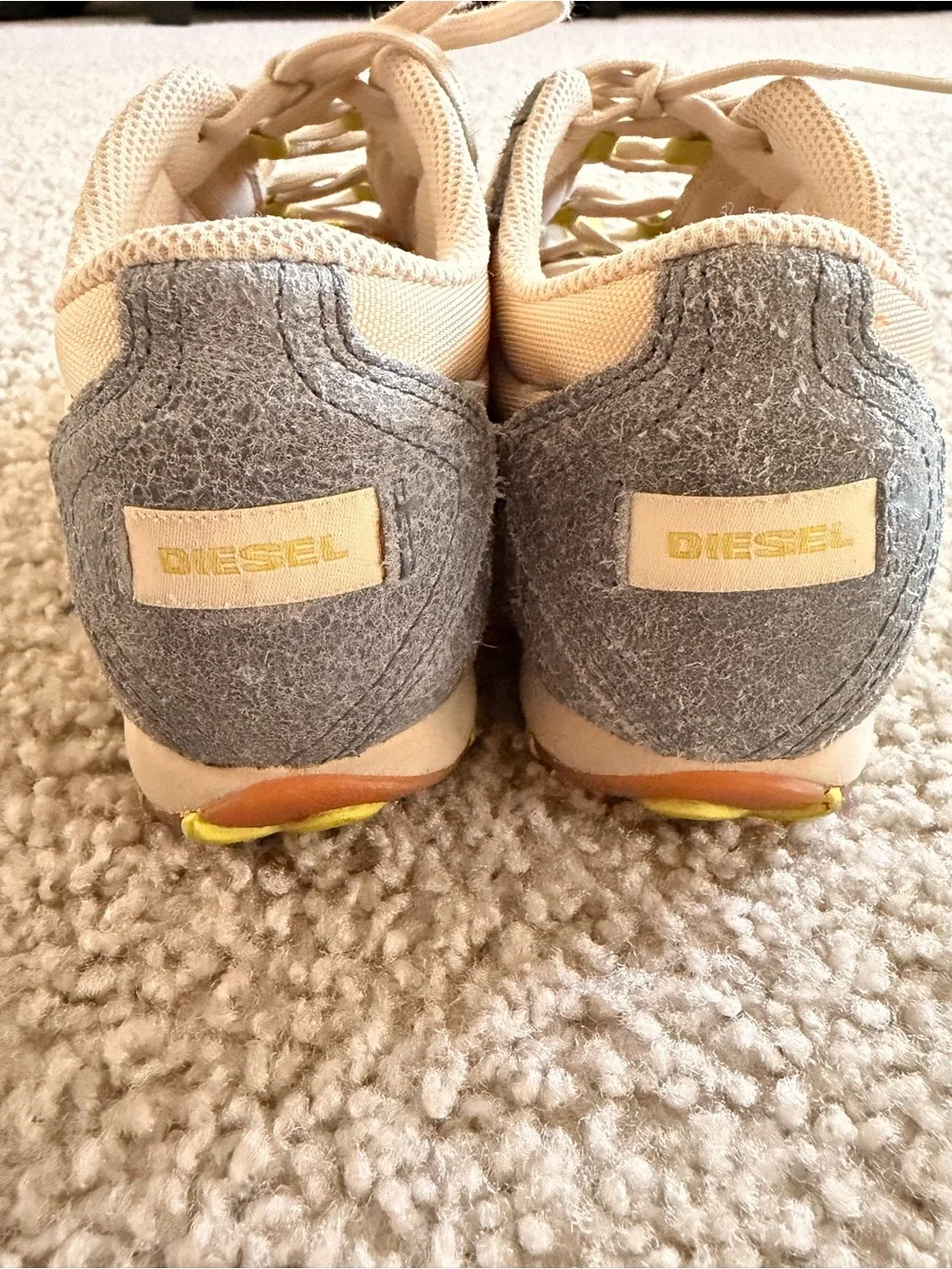 Diesel Y2K Beige, Gray & Yellow Accent Sneakers